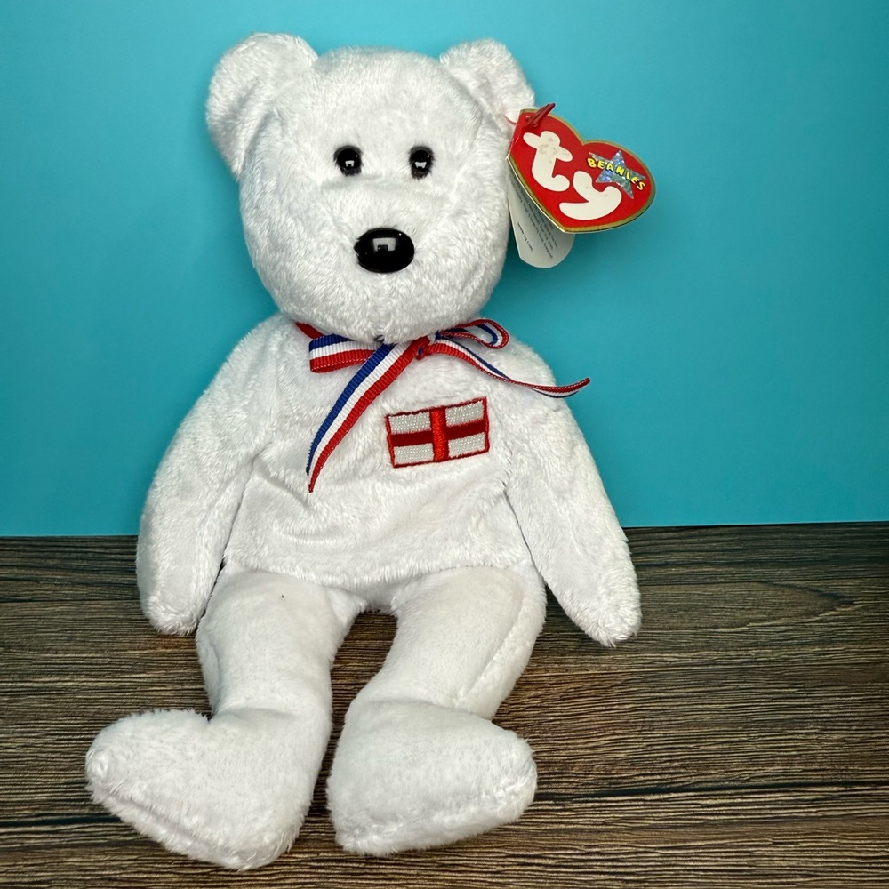 Ty England Bear with White Fur